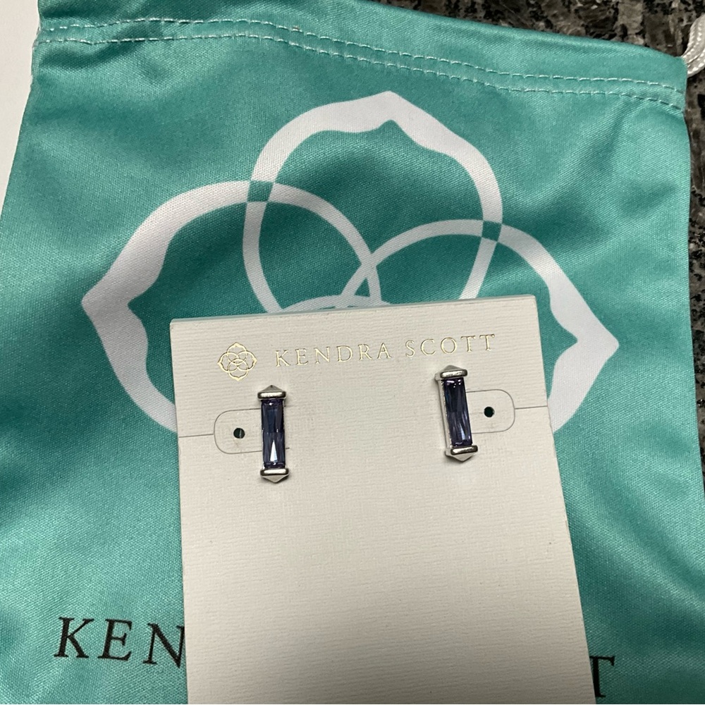Kendra Scott Silver and Lilac Fletcher Earrings